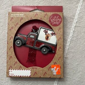 Holiday Tails Yuletide Ride Red Truck Photo Christmas  Ornament